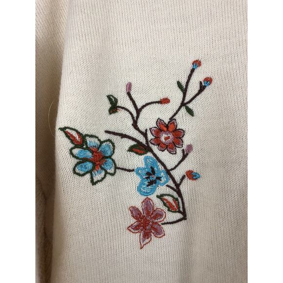 Jealous Tomato Sweater Womens Small cream embroidered floral Boho‎ Oversized - Picture 4 of 4